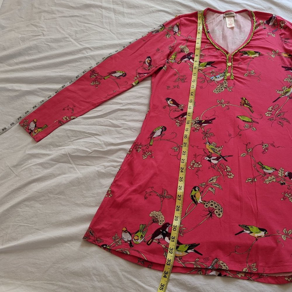 EUC Birds & Branches Stretch L/S Henley Nightshirt - Picture 7 of 9